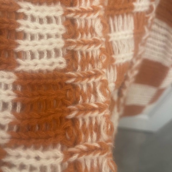 BIBI Dark caramel orange and cream open front cardigan. Warm long adorable!!! - Picture 8 of 9